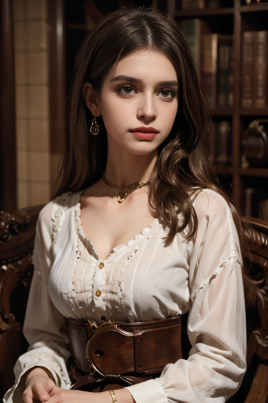 Aouda a girl from Around the World in Eighty Days , elegant dress, victorian era,steampunk,illustrated book cover,extremely detailed face,beautiful detailed eyes,beautiful detailed lips,long eyelashes,elegant dress,steampunk goggles,airship in the background,(best quality,8k,highres,masterpiece:1.2),ultra-detailed,(realistic,photorealistic:1.37),dramatic lighting,vibrant colors,cinematic composition