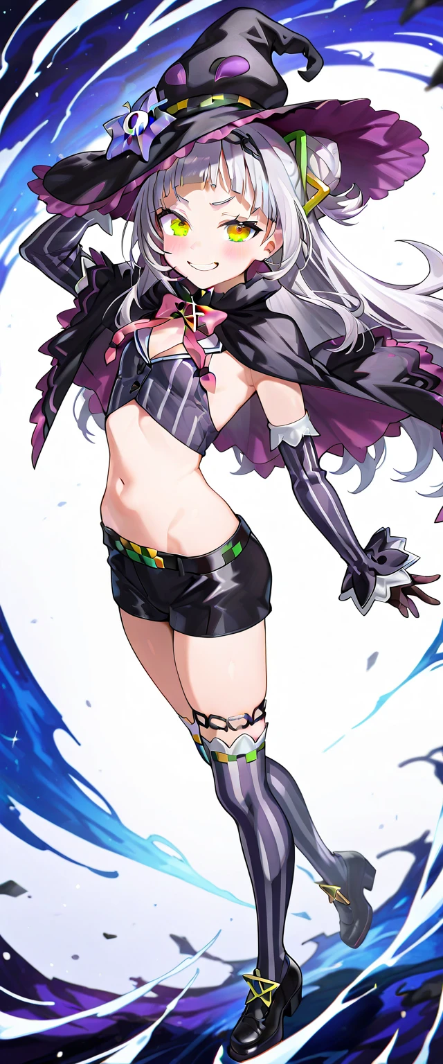 score_9, score_8_up, score_7_up, very aesthetic, source_anime, detailed, high quality, beautiful, masterpiece, detailed eyes,

cowboy shot, upper body, emotionless, looking down at viewer
from behind, 
flat chest,
symonne, pale white skin, black hair, two-tone hair, purple hair, multicolored hair, gradient hair, french braid, purple eyes, twintails, hair ornament, red nails, half-closed eyes, 
(sideless outfit), revealing clothes, belt, black thigh highs, choker,, zPDXL,two hands,five fingers,sadistic smile,deep shaded face,singlebraid,smile worst,worst ridecule,evil moukery,latex thighhigh socs,laugh full of malice,,A face full of evil,Too evil ridicule,darkness worid back ground,