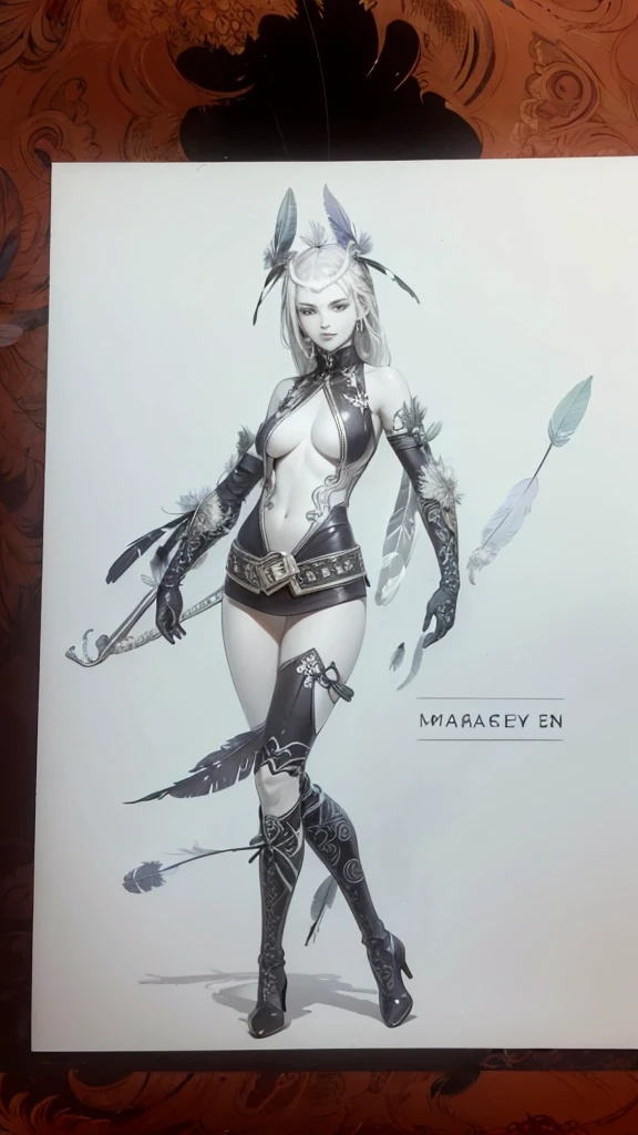 ((masterpiece)),(((best quality))),((character design sheet)), ((full body view)) illustration,Catalogue of sex slaves,1girl, thick thighs, ((detailed face:1.4)) promiscuous sex friend, rough sketches, between breasts,big breasts,vaginal secretions,((wearing chainmail bikini armor)) and Chain of sex slaves,hair accessories,seductive grin smug,solid color backdrop, clean backdrop,