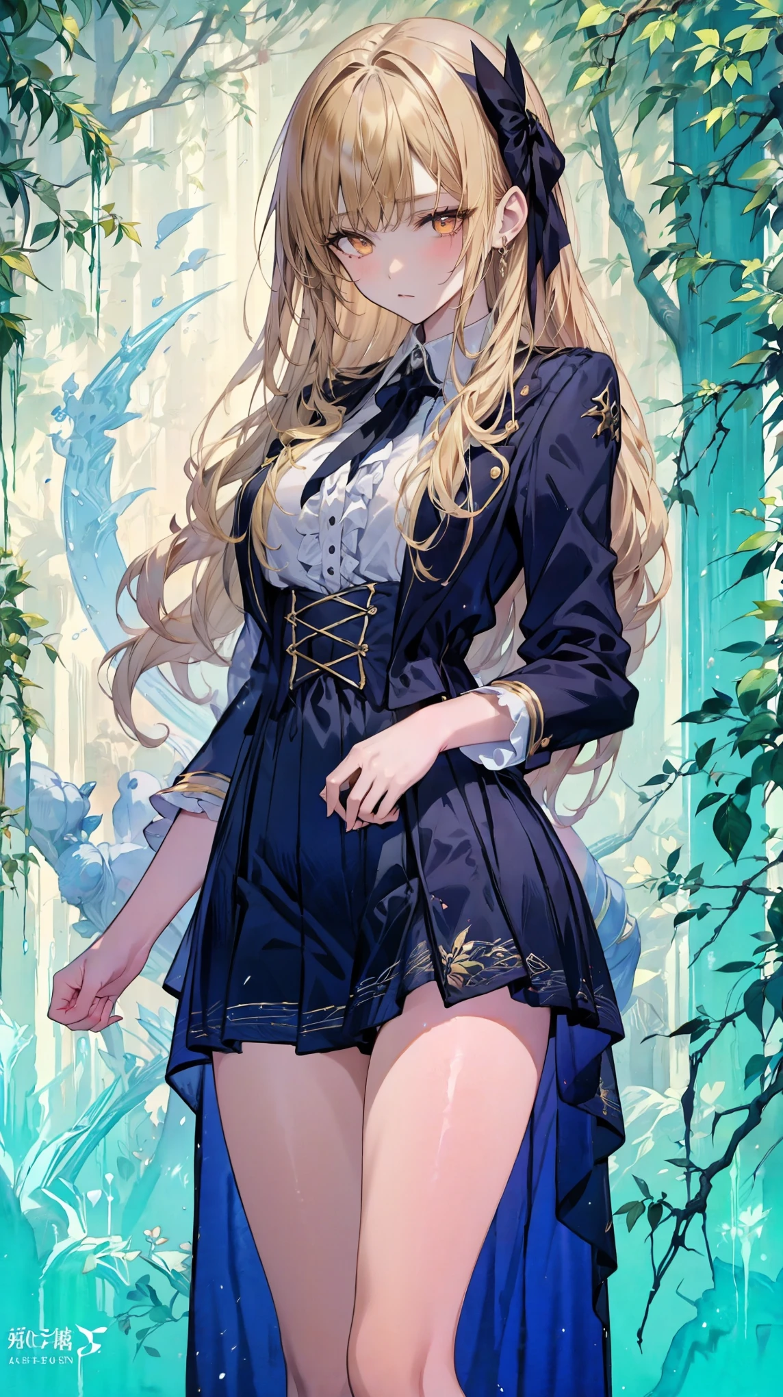 (((gothic))), tree々Woman standing on a street surrounded by 、 A fascinating scene , Decorate with hair accessories 、 The pose is medium length , wavy blonde hair ..。.。Super mini skirt with frills, 's expression is natural , calm expression . wearing a frill sleeve miniskirt 、 tightened corset ....、' Flower and silk sheets 、 wear white panties 。, wear white panties creates a dreamy romantic vibe . she' The outfit is a dress and boots , Back posture 、 I'm lifting the skirt with both hands 。 I' I'm wear white panties 。 cameltoe 、 'Turn slightly to the side, Back posture 、 exudes a sense of contemplation and contemplation . The background is vibrant , Autumn leaves and elaborate designs , 落ち葉の並treeに立つ若い女性 . It takes the audience into a dream world {x} Gently shine with natural light ...., The delicate details of the costume、 x} Young woman standing . wears delicate shoes ...., Invite the audience into a world of dreams .
秋の葉Woman standing on a street surrounded by 、 Of posture , (((watercolor))), beautiful animated art The anime , beautiful animated art The anime work, Kschat Krentz Key Art Feminine , Gway's , Anime Art Nouveau, Detailed Key Animation Art , The work inspired by , Digital art on pixiv, beautiful fantasy anime