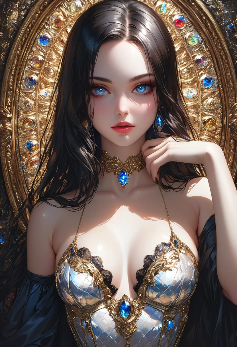 (masterpiece, best quality, detailed), 1girl androgynous , solo, looking at viewer, candace, black hair (pale skin, white-skinned girl androgynous 1.3), no breasts, She has a chest short hair with long locks, sidelocks, long hair, ((heterochromia)),
, white short, white pull, basement, (black:1.5), dimly lit, ojou-sama pose, she has an indifferent expression