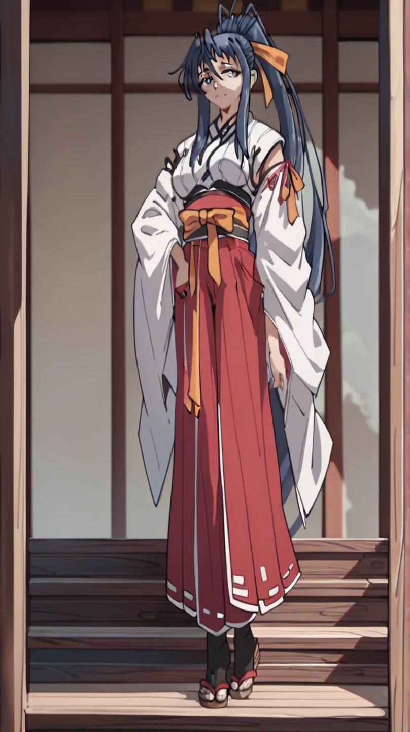 anime, hatshi, a woman, vermilion eyes, vermilion ponytail on the right side, bandages, shrine maiden's outfit, standing in a room, embarrassed, <lora:hatshi:0.7>, 8k, Unreal Engine 5, octane render, by kyun, gamang, Yoon Gon-Ji, g.ho, gosonjak, shuroop, serious, domi, noah, trending on pixiv, fanbox, skeb, masterpiece, smooth soft skin, big dreamy eyes, beautiful intricate colored hair, symmetrical, anime wide eyes, soft lighting, concept art, digital painting,