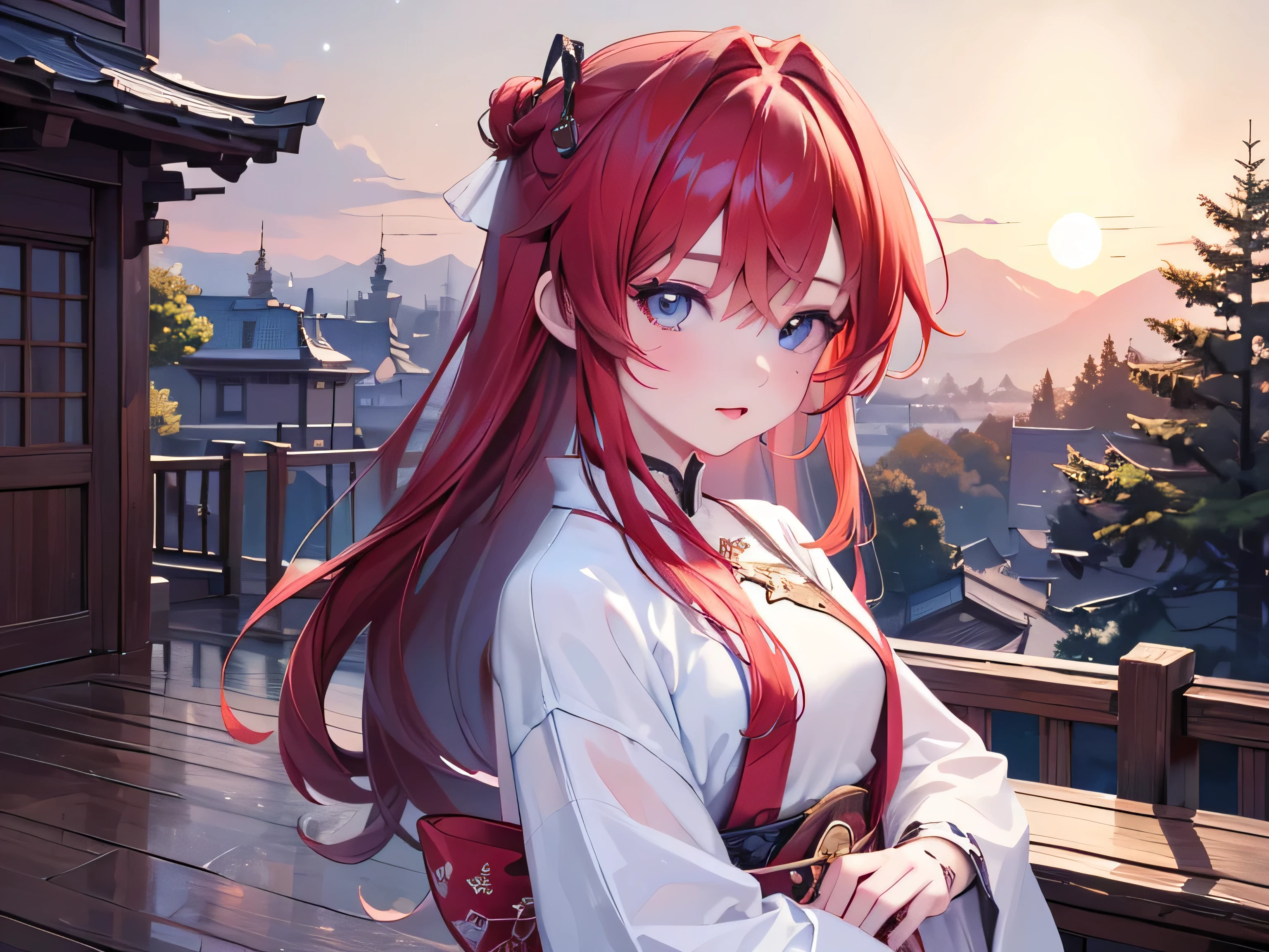 ((最 High Quality )), ((Masterpiece)), ( Details), 1 Girl, 8k resolution, Very Detailed, High Quality , 1 Girl, beautiful Japanese woman,18 years old, , Detailed face, one woman, terrace, Moon, beautiful