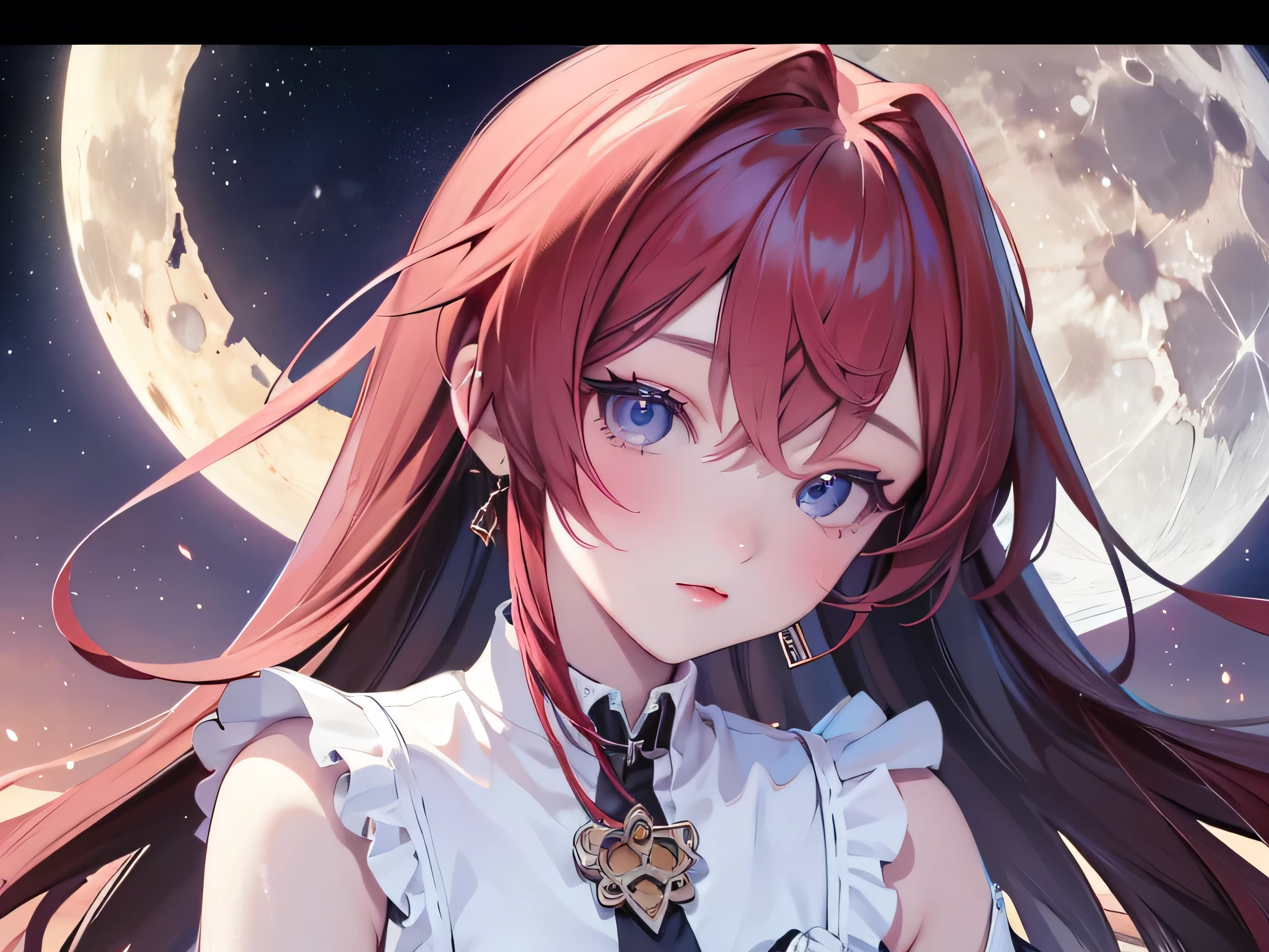 ((最 High Quality )), ((Masterpiece)), ( Details), 1 Girl, 8k resolution, Very Detailed, High Quality , 1 Girl, beautiful Japanese woman,18 years old, , Detailed face, one woman, terrace, Moon, beautiful