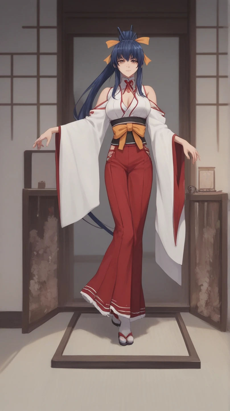 highres,absurdres,masterpiece,best quality,original,extremely detailed CG,extremely detailed wallpaper,perfect lighting,looking at viewer,bare hands,standing on stage,1girl,blurry background,
<lora:veres_sakura_fubuki:0.6>, veres_sakura_fubuki,long hair,blue eyes,hair ornament,cleavage,bare shoulders,jewelry,blue hair,bangs,multicolored hair,earrings,japanese clothes,glasses,choker,kimono,red kimono,nail polish,lips,fingernails,sash,gradient hair,obi,tabi,short kimono,platform footwear,