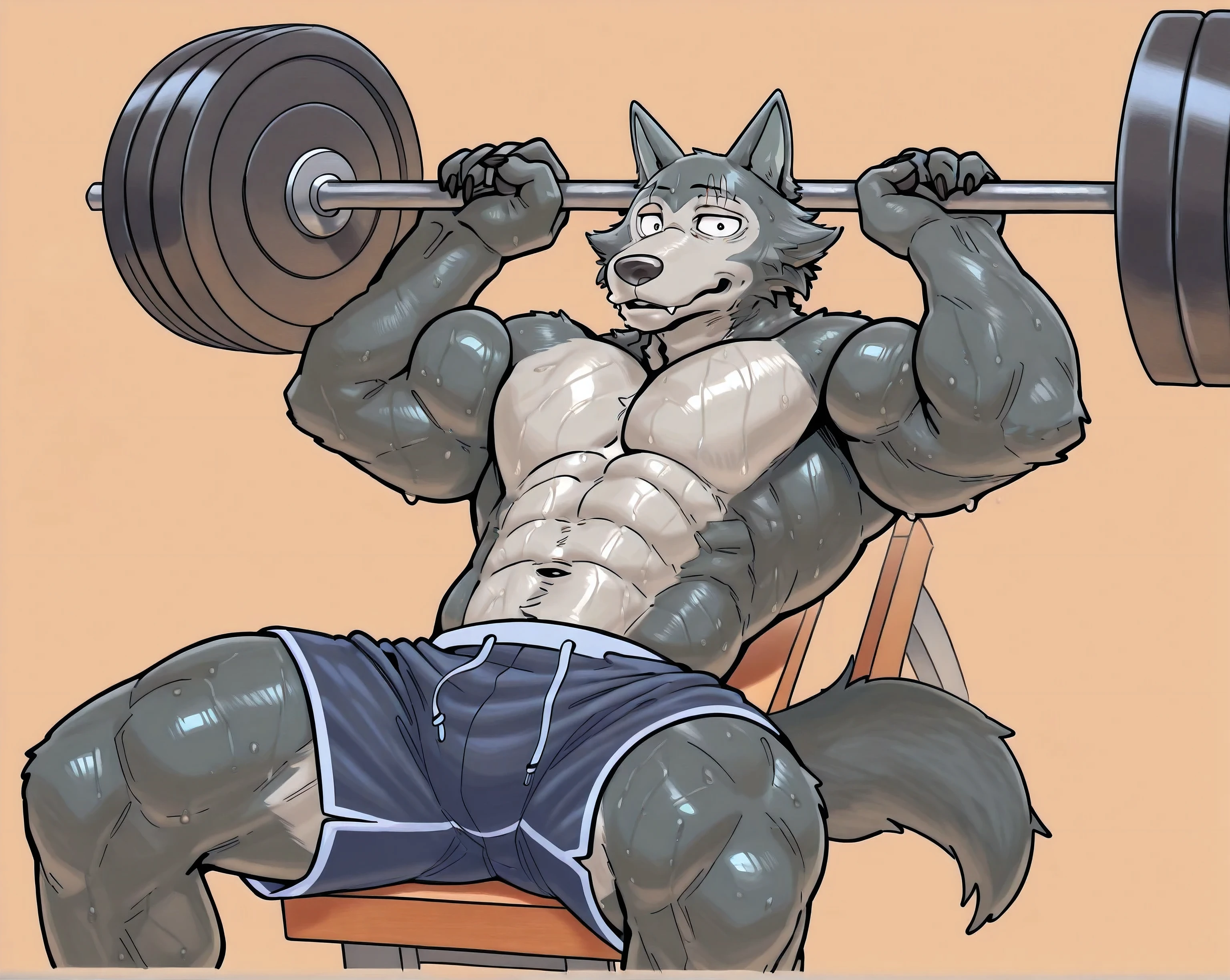 By Haps, sketch, 2boys, abs, animal ears, bara, blush, breath, chest hair, cum, cum on body, cum on boy, cum on pectorals, dog boy, dog ears, dog tail, dumbbell, , erection, exercise, feet out of frame, furry, furry male, furry with furry, greyscale, handjob, large pectorals, licking, male focus, monochrome, multiple boys, muscular, muscular male, navel, nipples, pectorals, penis, short hair, shorts, stomach, sweat, tail, testicles, thick thighs, thighs, topless male, uncensored, weightlifting, wolf boy, wolf ears, yaoi