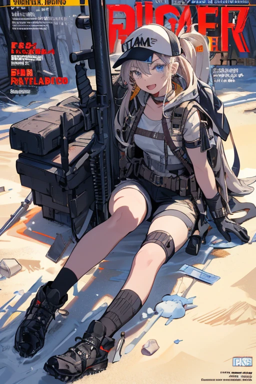 1 Female 20 years old, Maximum resolution, Carved, military, wearing a soldier&#39;Helmet, beautiful, Perfect body, Blonde, blue eyes, Perfect body, Narrow waist, Wide Hips, Big Breasts, Thin thighs, Jungle Background, military robot dog, Camouflageuflaged uniform, Tight panties, two piece, Very detailed, High resolution, Perfect hands, Camouflage, He has a gun,Exposing shoulders