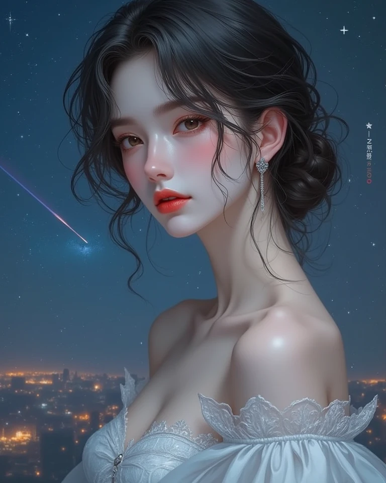 snow beauty, Red lips, blue eyes with scepter in the middle of a snowstorm controlling the 4 elements (detailed),(k,