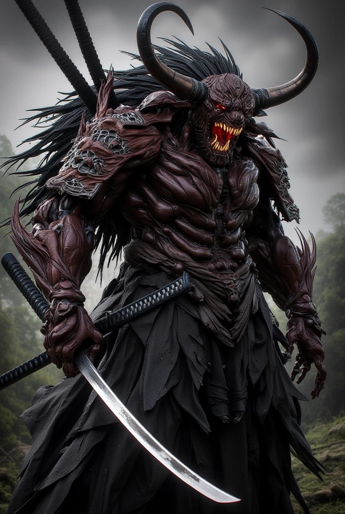 90s anime purple horned demon full body