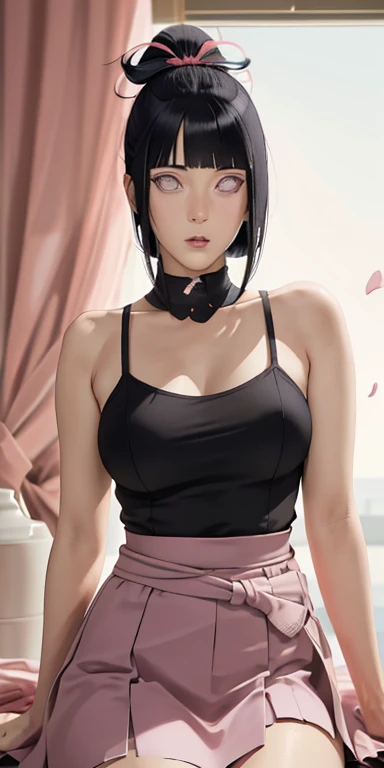obra maestra, absurdos, Hinata\(boruto\), 1 chica, Solo,mujer madura, vestido floral sin hombro, looking at the petals by viewelling), perfect composition, detallado lips, pecho grande, Hermoso rostro, body proportion, rubor, (Labios rosados), pelo largo, ojos morados, mirada suave, super realistic, detallado, Photoshoot, cara y cuerpo realistas, sexual expression, seductive expression, mqmf.
