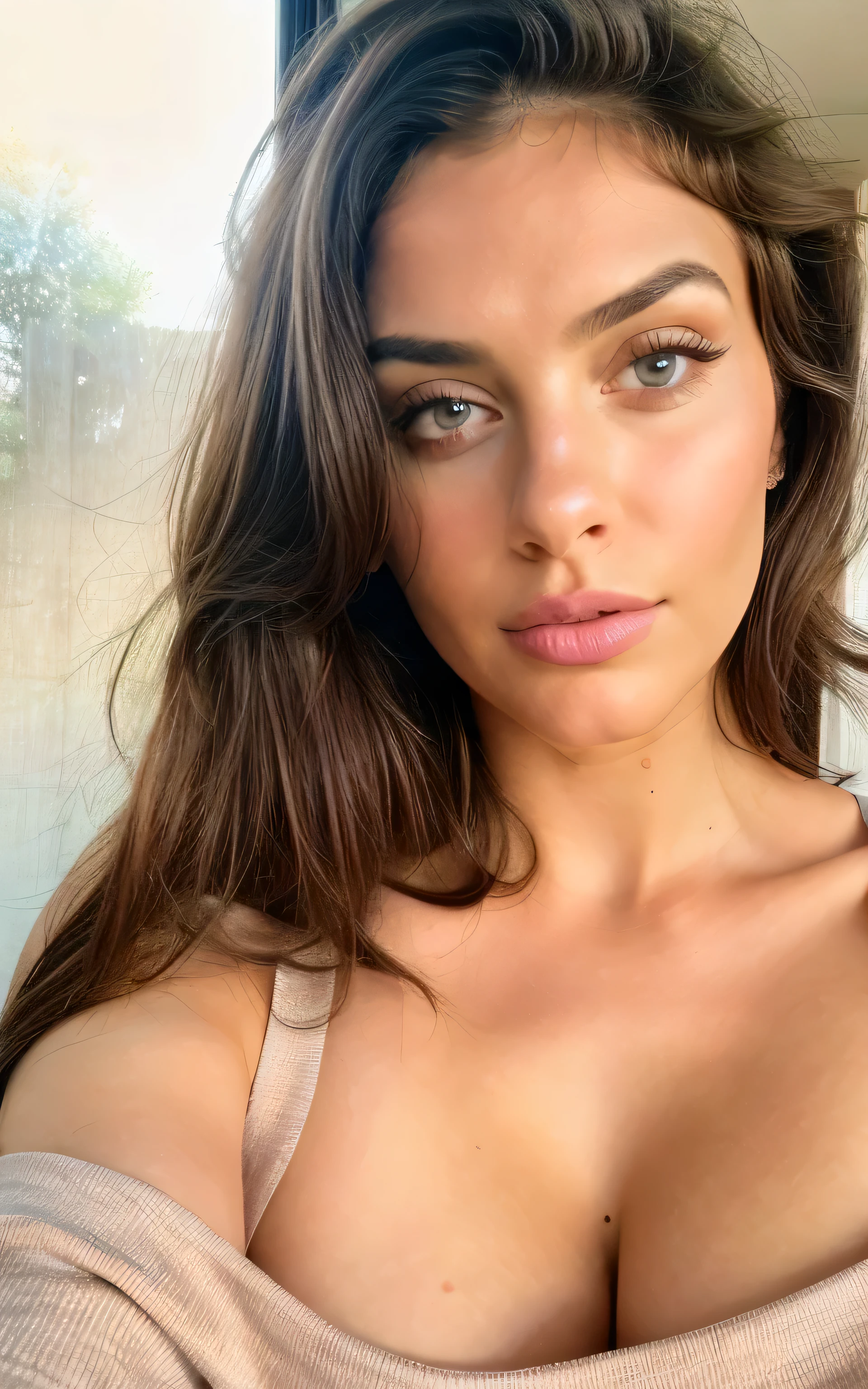 (RAW photo, analog style),selfie of sara sampaio , highly detailed, (high detailed skin:1.2), 8k uhd, dslr,  soft lighting,  high quality, film grain, Fujifilm XT3, (natural light),highly detailed face, deep shadows, (indirect lighting), warm artificial light, 8k high definition, insanely detailed, intricate, highest quality, casual, candid, artistic composition, photography, Beautiful woman with plump abs emphasized:1.3、full body Esbian、Colossal tits:1.2)、Body Paint, naked, Big ass,