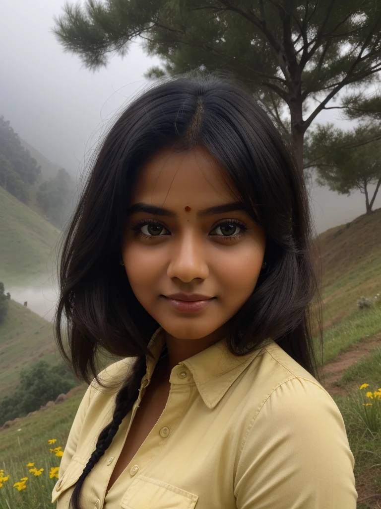 Beautiful white indian girl in mountains