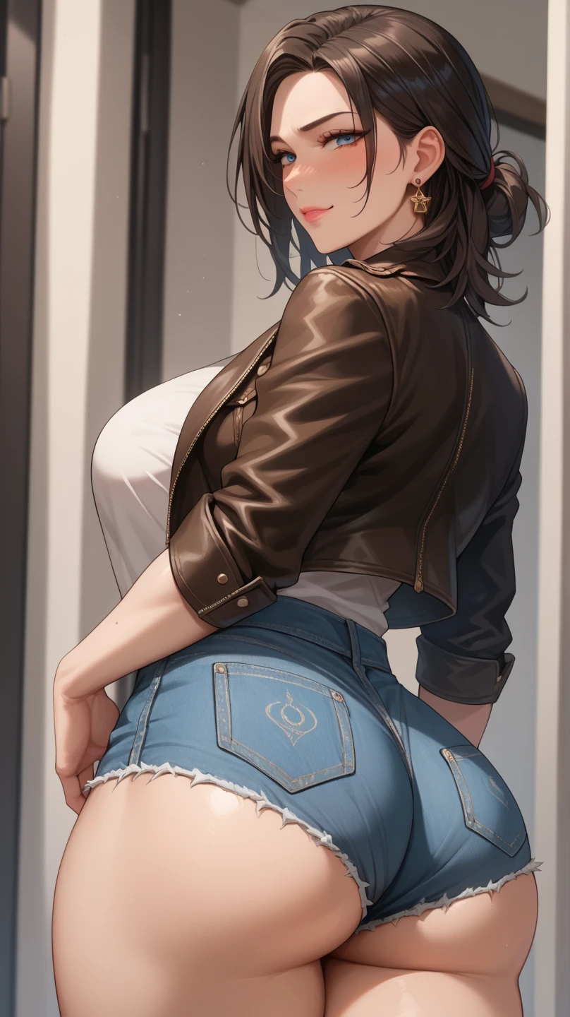 1girl, solo, jeandef, busty, (low angle), butt, thighs