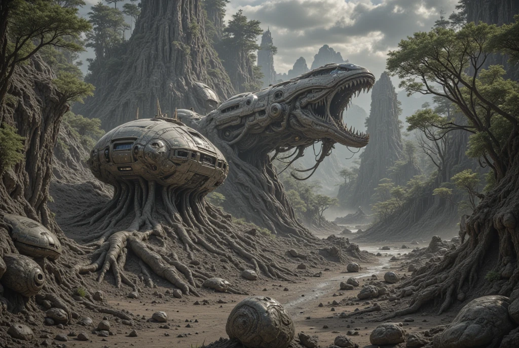 hyper realistic, dystopian abandoned city, overgrown jungle look, 64k resolution photorealistic Masterpiece by Ridley Scott, intricately detailed fluid painting, HD, professional photography, dark lighting, volumetric lighting maximalist photo illustration, 64k resolution concept art with intricately detailed, complex, elegant, expansive, fantastical, ultra sharp, 64k