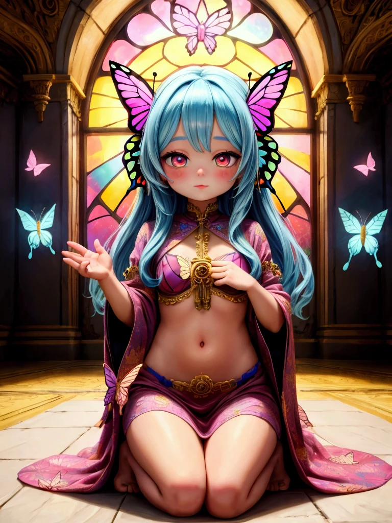 (masterpiece, Highest quality:1.3), (Super detailed:1.4),(Super detailed顔:1.2),(Super detailed目:1.2), (hyperRealistic:1.3), (RAW Photos:1.2), High-definition RAW color photos, Professional photos, (PhotoRealistic:1.4), (Realistic:1.4),8k,Professional Lighting, Perfect ???????, BREAK,small breasts,(blush),(Bright smile:1.2), High detail, Sharp focus, dramatic,dutch angle,Medieval Princess,Inside the temple,Offering prayers,gem,ring,necklace,Blue Dress,(Countless rainbow-colored particles are floating in the air:1.3)
