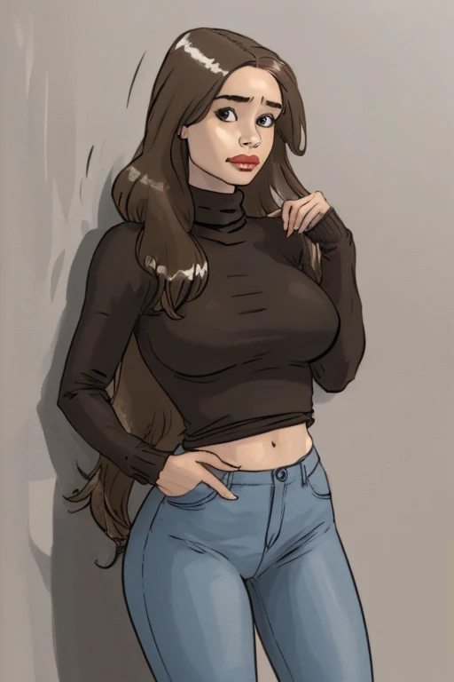 (estilo de desenho animado:1.2),  desenho de ([Jessica Chastain|Kelly Ripa|Mila Kunis]), wearing a loose turtleneck sweater, grande sorriso, olhos perfeitos, rosto detalhado, fundo de festa, pose divertida, olhar sedutor, confete, Custody