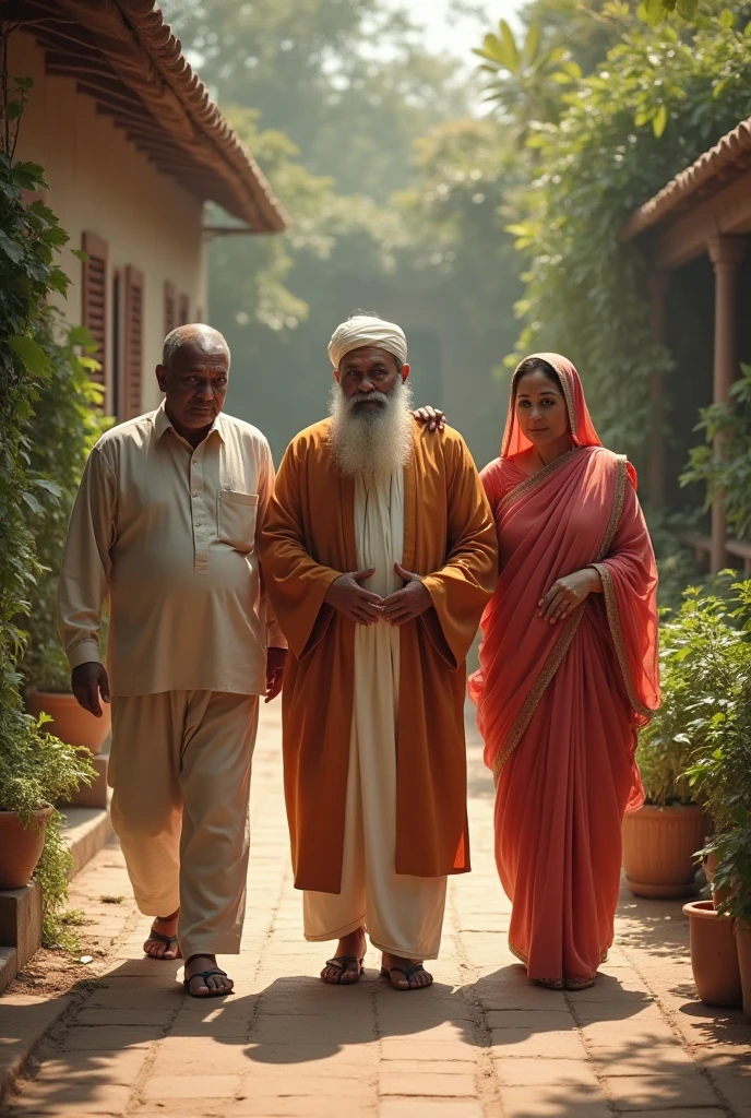 Muslim old indian man and saree indian women