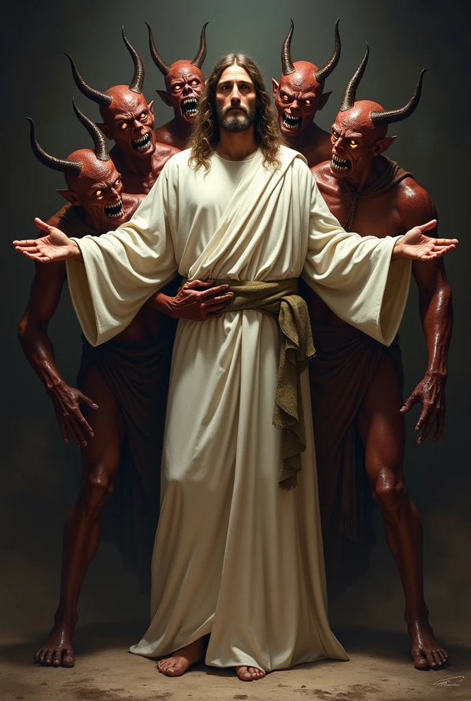 Create Jesus with demons on his back