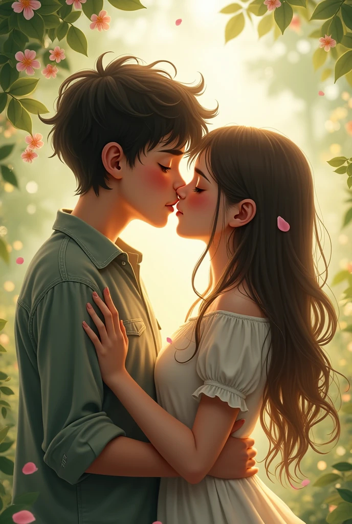 A boy kiss a girl 