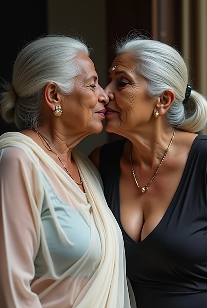 A Indian women age 75 year old, fully naked, with granddaughters
