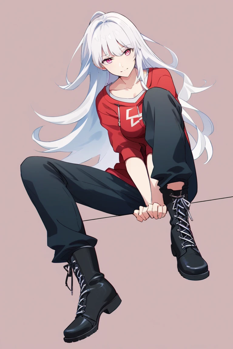 (tmasterpiece,top Quority,best qualtiy),Pix,Pixel art,1girll,full body Esbian,Pink and white sweatshirt,Gray hair。