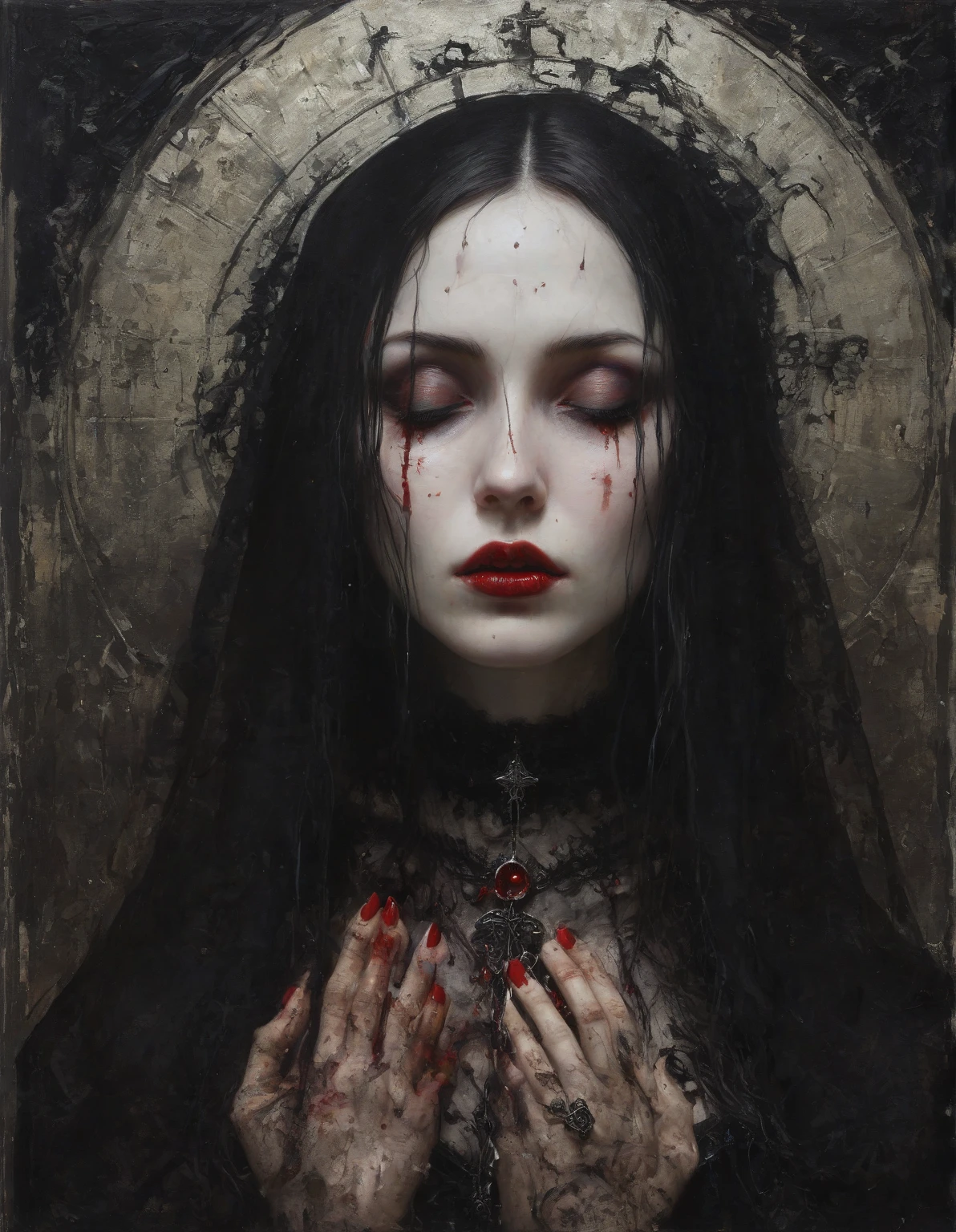 James Gurney, Surrealist art , dream-like, Mysterious, Provocative, symbolic, Complex, detailed,, (Gothic but very beautiful:1.4), (masterpiece, highest quality:1.4) , Nicola Samori Style, Lilith
