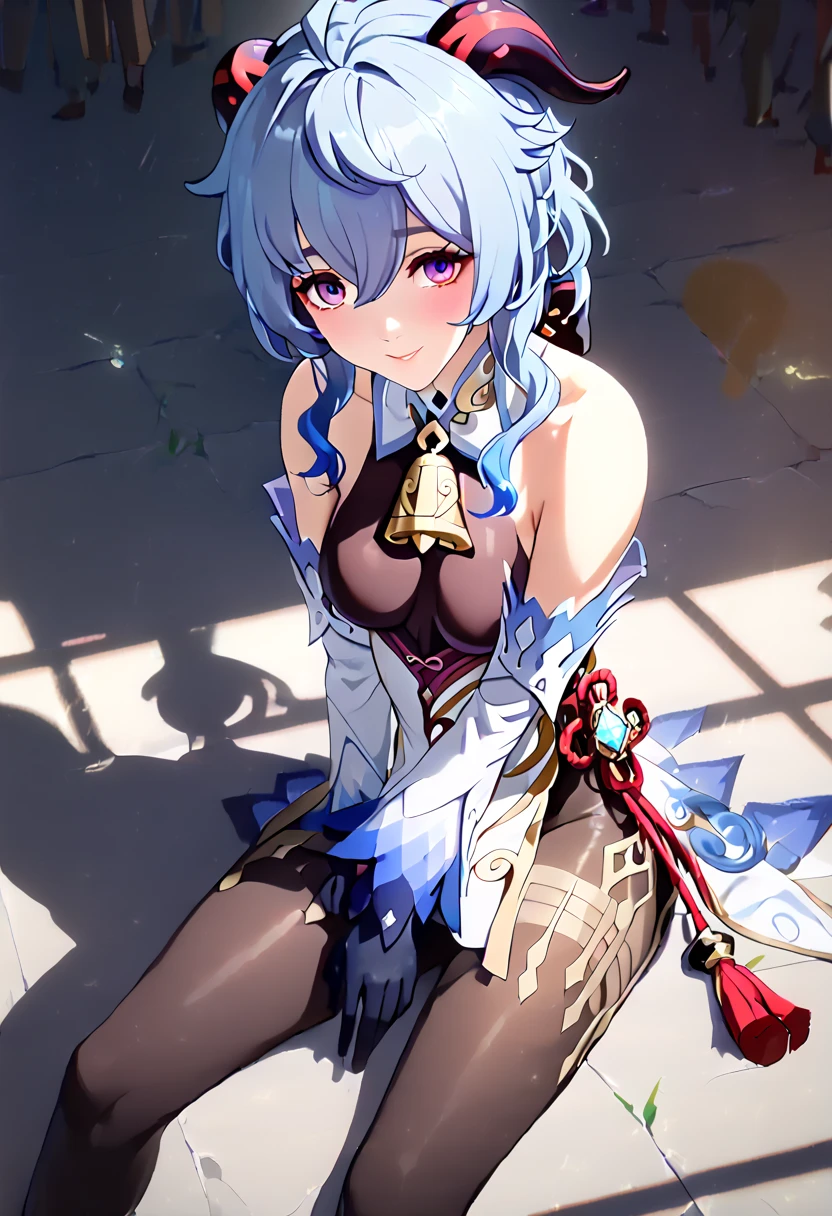 masterpiece, highest quality, 1 girl, alone, charplachta,white leotard,white knee socks, light purple hair,hair between eyes,hair ornament,long pigtails hair,(spread legs:1.3),(legs up),(cameltoe),Machine tail