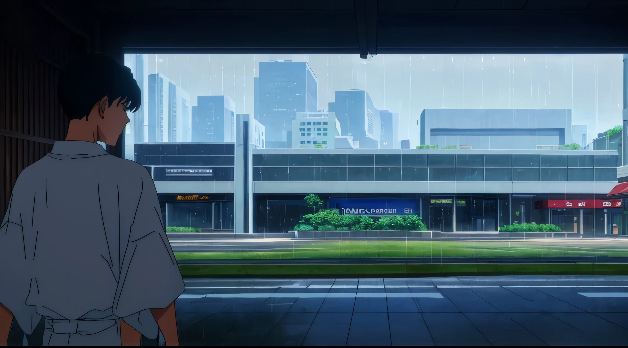 (Daytime) (Rainfall) (Rain)
(80’s Anime) (Classic) (Vintage) (Retro)
1980’s Japanese City of several buildings built in a modern contemperary architecture.
There is a very large Shopping Mall and Center
(View from the Shopping Mall)