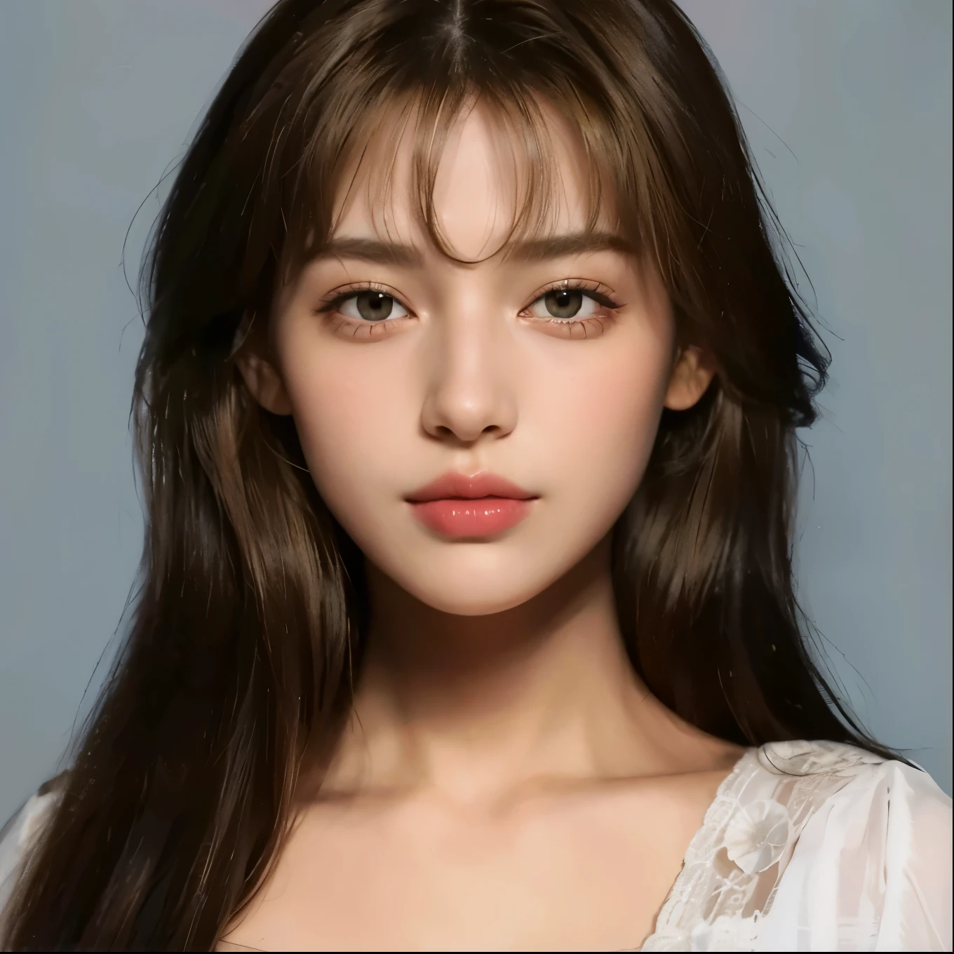 1girl, (golden brown hair), (golden brown hair), straight hair, very detailed, angelical face look, amber eyes, high resolution, masterful work, best quality, intricate details, highly detailed, sharp focus, detailed skin, realistic skin texture, texture, detailed eyes, professional, 4k, charming smile, symmetrical face, symmetrical eyes, with Canon, 85mm, shallow depth of field, kodak vision color, perfect fit to the body, extremely detailed, photo (ultra), photorealistic, realistic, post processing, maximum details, real life, ultra realistic, photorealism, photography, 8k uhd, symmetrical lips, delicate lips, delicate face, attractive eyes, cherry lips, white skin, perfect nose, slim nose, fine face