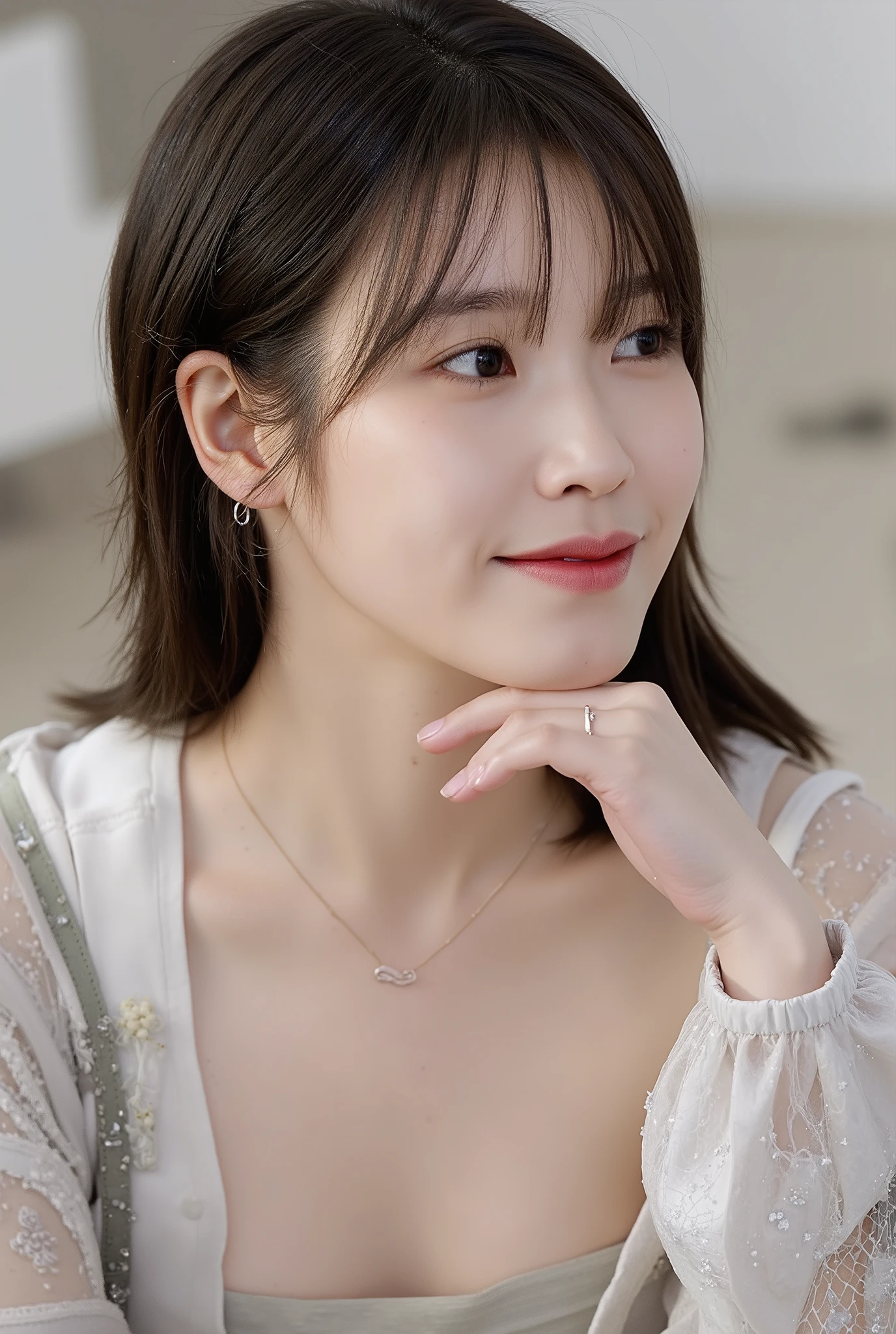 (realistic, 사진적 realistic:1.4), (masterpiece, best quality:1.2), RAW photos, high resolution, intricate details, whole body, solo, IU, korean women, Wearing tiny lingerie, tong, (Detail Faces, Beautiful, detailed eyes, Beautiful pupils, Sophisticated nose), finely textured skin, pale skin, glowing skin, sweat, (erased underwear, see-through lingerie), photo background, pool, bikini, (((BEAUTIFUL smile, happy))) (((big breast)))