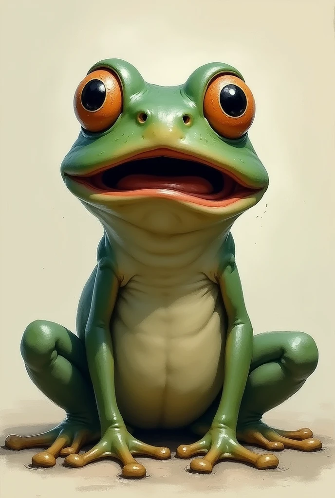 Orange Pepe face yawning, sleepy expression, super cool