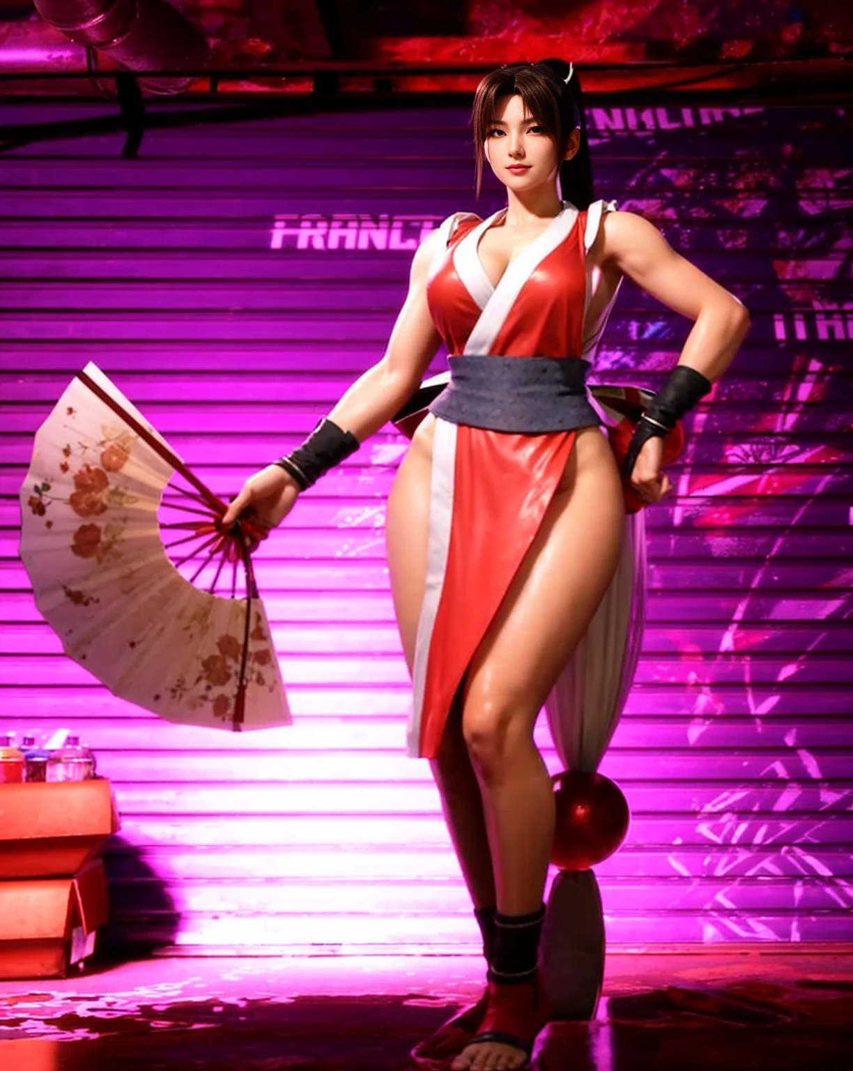 ((8K)), ((32k)), ((Highest quality)), ((masterpiece)), ((超High resolution)), ((Tmasterpiece)), (((head shot:1.6)))、((8K)), ((32k)), ((Highest quality)), ((masterpiece)), ((超High resolution)), Fine skin、女性1 person、pink sexy dresses、((Mai Shiranui:1.2)), Expose your shoulders、Brown Hair, Brown eyes, Long and high ponytail, hair band, 1 person、Captivating Smile Age 25, Japanese Mature, beautiful指, beautiful長い脚, beautiful体, beautiful鼻, beautifulキャラクターデザイン, Perfect Eyes, Perfect Face, jewelry, hair ornaments, king of fighters,((Large handheld fan:1.6))、
(Tabletop, Highest qualityの, Highest quality, beautifully、beautiful: 1.2), Very detailed, More detailed,適切な体のProfessionalポーション,Tabletop,Ultra-high quality output images,High resolution,Intricate details,Very delicate and beautiful hair,Realistic photos,dream-like,Professionalの照明,Realistic Shadows,Focus Only,
(Big Breasts:1.2,) , フローティングスカートFine skinの質感, High quality fabric, High quality metallic texture、((Beautiful and dense face))、RAW Photos、Professional, Ultra-fine painting, ((alone)), beautiful胸、Highest quality, Very detailed, Very detailed詳細, Finer details, so beautiful,(Five Fingers, Four fingers and thumb),Concept Art, Anime fantasy artwork, Detailed fantasy art,8KHigh resolution, Detailed Art, 8 Slim legs, Defined, Defined fingers