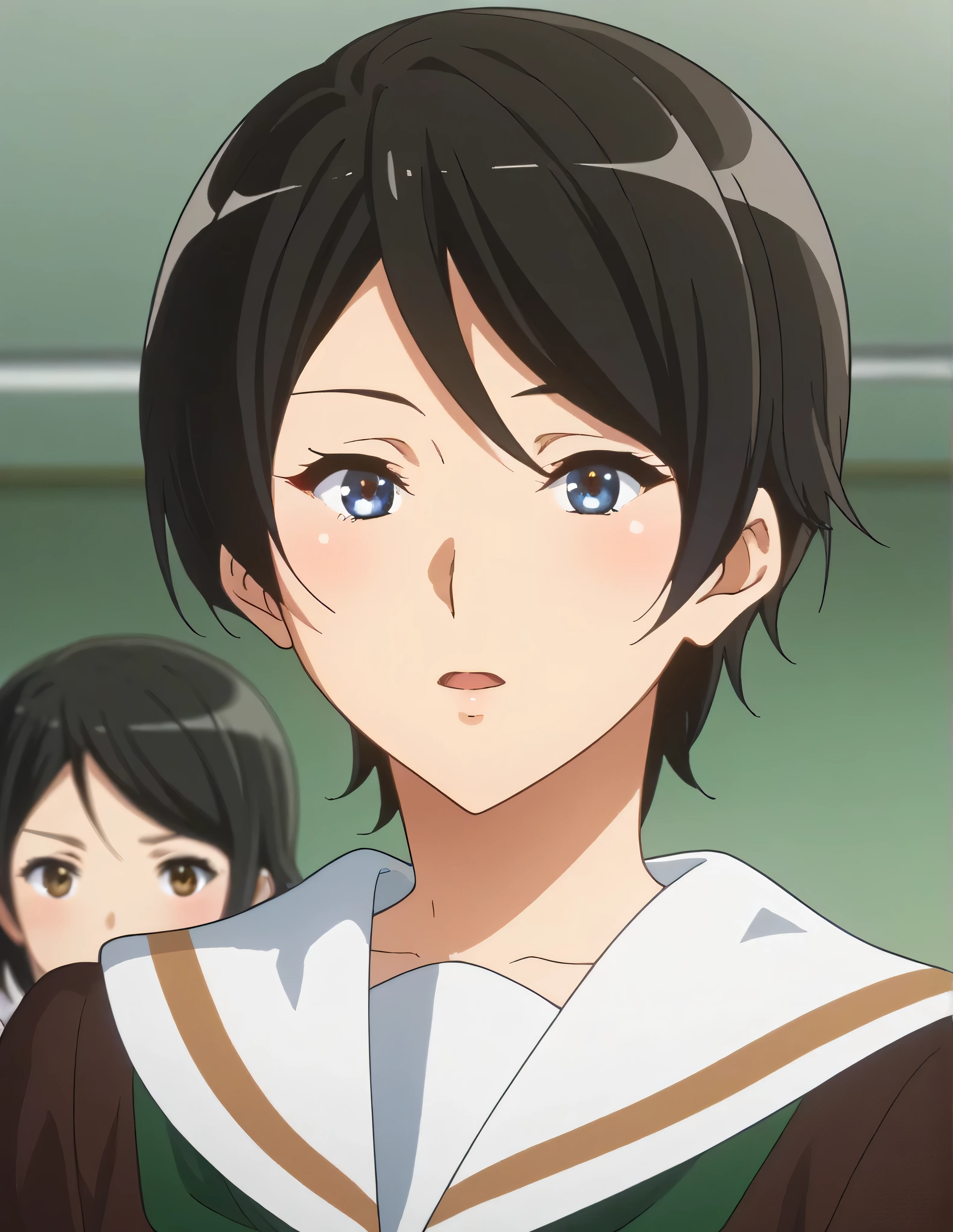 score_9, score_8_  up , score_7_  up , score_6_  up , score_5_  up ,   source_anime, rating_safe,  medium , indoor, hospital,   side 1 girl  , alone,  audience , suzuki mirei   ,   short hair ,  Hair between the eyebrows,   blue eyes,   school uniform,   Sera Clothing , Brown uniform,  white sailor color ,    Green Neckerchief ,   Long Sleeve ,  White cuffs ,   brown skirt  ,  pleated skirt,   Black Knee High  ,   loafers ,love affair,Maintaining the Company ,  are dating,  she touches a man's skin  , The Strongest Woman Who Won the Judo Tournament  ,  The Strongest Woman with Strong Blow Speed  ,  Her Smell Smells Like Being Touched by Men and Women,  The Strongest Woman Who Won the Judo Tournament  ,  The Strongest Woman Who Won the Judo Tournament  、 Is It OK to Kiss a Man  、  The Strongest Woman with Strong Stamina  、 She Touches a Man  、  The Strongest Woman with Negotiation Power  、 The Strongest Woman with Strong Mental Strength  、 The Strongest Woman Who Has Been Hit  、  The Strongest Woman Who Won the Judo Tournament  、  The Strongest Woman Who Won the Judo Tournament  、judo 9th dan, the strongest woman、Ninth Dan、The strongest woman who won the judo tournament、A little thick,judo player、judo、Inside the judo Gymnasium、On the tatami、discovery、whole body、rest、Raised in a judo family since hood. 