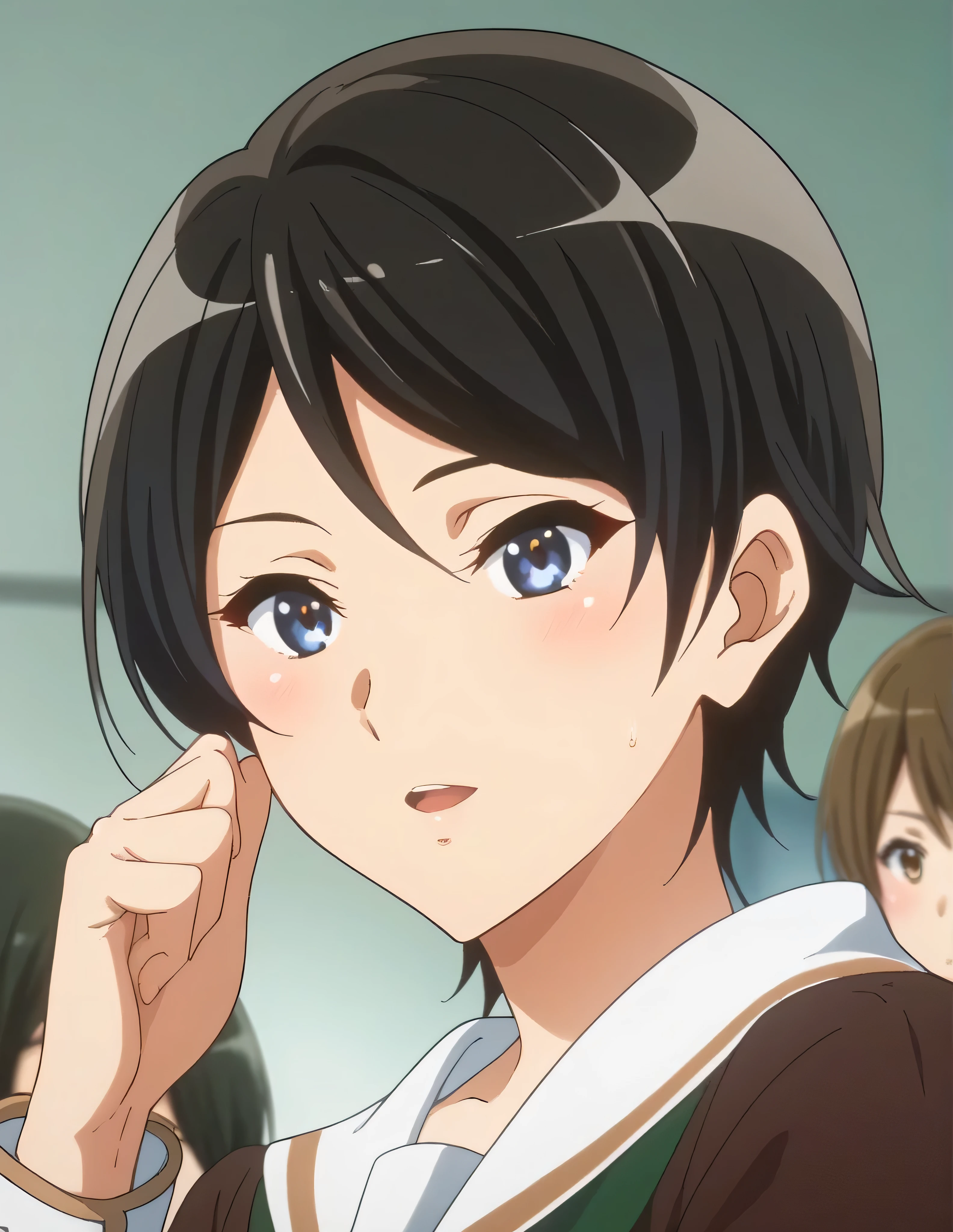 score_9, score_8_  up , score_7_  up , score_6_  up , score_5_  up ,   source_anime, rating_safe,  medium , indoor, hospital,   side 1 girl  , alone,  audience , suzuki mirei   ,   short hair ,  Hair between the eyebrows,   blue eyes,   school uniform,   Sera Clothing , Brown uniform,  white sailor color ,    Green Neckerchief ,   Long Sleeve ,  White cuffs ,   brown skirt  ,  pleated skirt,   Black Knee High  ,   loafers ,love affair,Maintaining the Company ,  are dating,  she touches a man's skin  , The Strongest Woman Who Won the Judo Tournament  ,  The Strongest Woman with Strong Blow Speed  ,  Her Smell Smells Like Being Touched by Men and Women,  The Strongest Woman Who Won the Judo Tournament  ,  The Strongest Woman Who Won the Judo Tournament  、 Is It OK to Kiss a Man  、  The Strongest Woman with Strong Stamina  、 She Touches a Man  、  The Strongest Woman with Negotiation Power  、 The Strongest Woman with Strong Mental Strength  、 The Strongest Woman Who Has Been Hit  、  The Strongest Woman Who Won the Judo Tournament  、  The Strongest Woman Who Won the Judo Tournament  、judo 9th dan, the strongest woman、Ninth Dan、The strongest woman who won the judo tournament、A little thick,judo player、judo、Inside the judo Gymnasium、On the tatami、discovery、whole body、rest、Raised in a judo family since hood. 