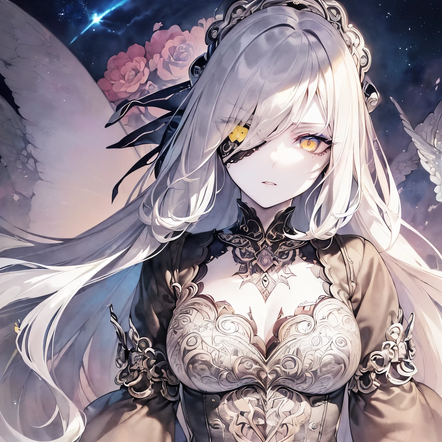 Highest quality、masterpiece、8K、Realistic、超High resolution、Very delicate and beautiful、High resolution、Cinema Lighting、medium range shooting、Portraiture、Perfect female body、Beautiful woman、Mature Woman、Opposition、(Big Breasts:1.4)、Looking at the audience、(Princess of Another World、Gorgeous Dress、Shining Jewel、Long white hair、青いeye、Elegant behavior、Palace Gardens、A delicate tiara、シルクhand袋、Embroidered gown、royal coat of arms、Gold Jewelry)、Audience Room、優雅な笑face、traditional ceremony、Palace balcony、Historic Royal Family、Otherworldly background、Symbols of the Kingdom masterpiece,a Satanic woman,Satanic,wing, Pixiv, Gibi ((Intricate details,)) Ultra HD, Sharp details, crazy smile, 狂ったeye, A cute and luxurious hair band,(masterpiece:1.2, Highest quality), (Actual Photos, Intricate details), Scary atmosphere、Distorted facial expressions、Horror Art、Bloodの雨、Bloodを流す、Bloodしぶき、悪魔のeye、redいeye、scar、、火scar、whole body、Torn hair of a woman dressed in slave clothing、(Long Hair)、(eyeにかかる長さの前髪)、Black Hair、(((eyeの下のクマ)))、青白いskin、Feeling unwell、Pathological、邪悪な笑face、狂ったeye、(Grin)Dramatic makeup,Create mixed media art、White Background(zombie:1.2),Horror 1 Girl, Open_mouth, , red_eye, Blood, Tilt_red_skin, Injury, Blood_in addition_face, Bandaged_arm, Blood_in addition_zombie, Blood_in addition_hand , Open your eyelids wide, The trend is all, mouthを大きくOpen, mouthを開けてteethをむき出しにする,獣のような鋭いteeth, Wide lips, 非常に広いmouth, Vermilion cheeks, blonde, Princess Cut, Ribbon hair ornament, brooch, Shiny candy blue dress, Gold embroidery, Otaku Room, Well-built body, Nice body, Ample breasts, Thick body,eyeを大きく開いて、Scary atmosphere、Distorted facial expressions、ねじれた笑face、Bloodまみれの、頭からの出Blood、Bloodしぶき、whole body、Long Hair、Long bangs、Well-built,Nice body,Broad shoulders,I focus,(face),Messy Hair,いeye,(光るeye),(Bloodしぶき:1.6),red信号,笑face,big 笑face,teeth,psycho 笑face,gesugao,Dark city background,darkness,night,(close),良いeye, 良いteeth,サディスティックな笑face,,all,光沢のあるskin,詳細なface,Beautiful body, whole bodyから湯気が出ている Steam like a sauna room fills the screen... mouthからの白い息 Luxurious lace long gloves