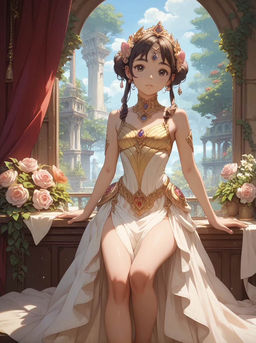Obra maestra, High quality anime illustration, Super detailed, Una chica, Enfoque en solitario, Hermosa chica con orejas de gato de pelo plateado, anime loli, Loli orejudo de gato, Emphasis on the thigh, dios Bastet, Bathing in the desert oasis, Wet Transparent