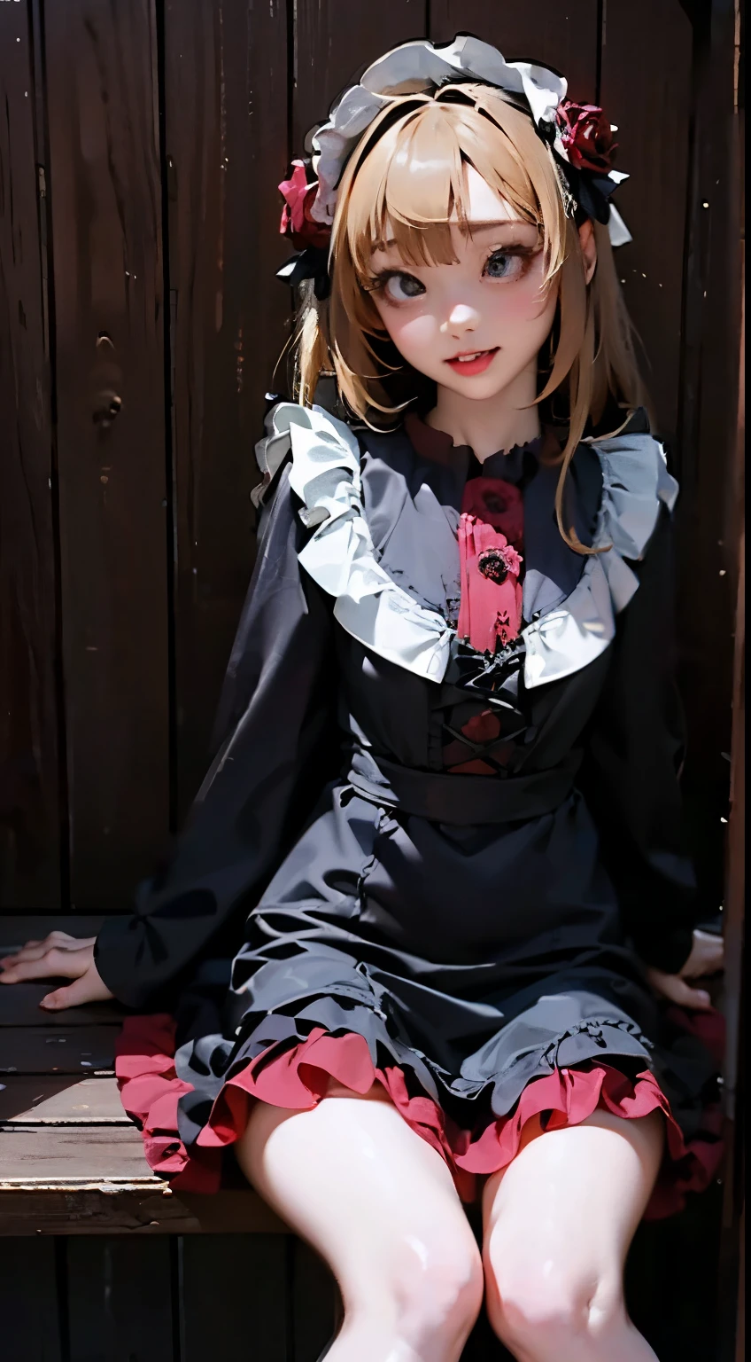 (masterpiece:1.2),8k, beautiful, high quality, ((Amazing Artwork:1.5)),
((Flexible and sexy posture:1.5)),(nsfw:1.3),
(gothic ta:1.6),((ruffle,decoration rose dress:1.8)), (flower hair ribbon),thighhighs,
Cute girl, ((White skin:1.6)), (ahe face:1.8), ((Slim girl:1.5)), (:1.5), ((small girl:1.5)),
pov,(naughty:1.7),(slut:1.8),
(On a dirty torture chamber:1.5), moody lighting, prison,
full body shot,