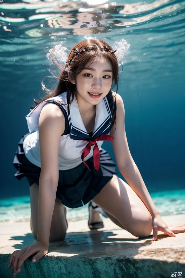 cute loli,Shy,Realistic,whole body,Sailor suit,Wet body see-through