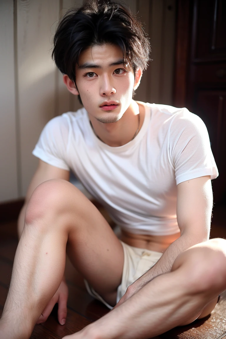 young man, 22 years old, Good looking, Looks like a Korean actor, cute face, white skin, small mouth, Slender face, short hair, handsome, Confident eyes, fit, Broad shoulders, have abdominal muscles, naked, naked, squatting, Open your legs in a V shape., on a truck, bright, outdoor, likes to show off his penis, clearly shows the penis, There was one decent sized penis., Don&#39;t feel embarrassed., Was gangbanged for taking pictures, Slut, Shameless, exhibitionist, pose like prostitute, natural light, both eyes are the same, muscular, perfect eyes, nipples showed, penis exposed, Global illumination, tall, full body, tiny waist, soft light, dream light, digital painting, extremely detailed CGI, hd, HDR, 8k, 4k background
