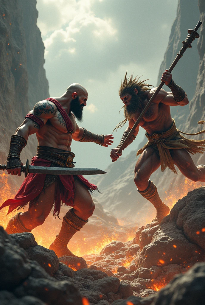 original image of Kratos fighting the Norse dragon throwing the Levitan ax.