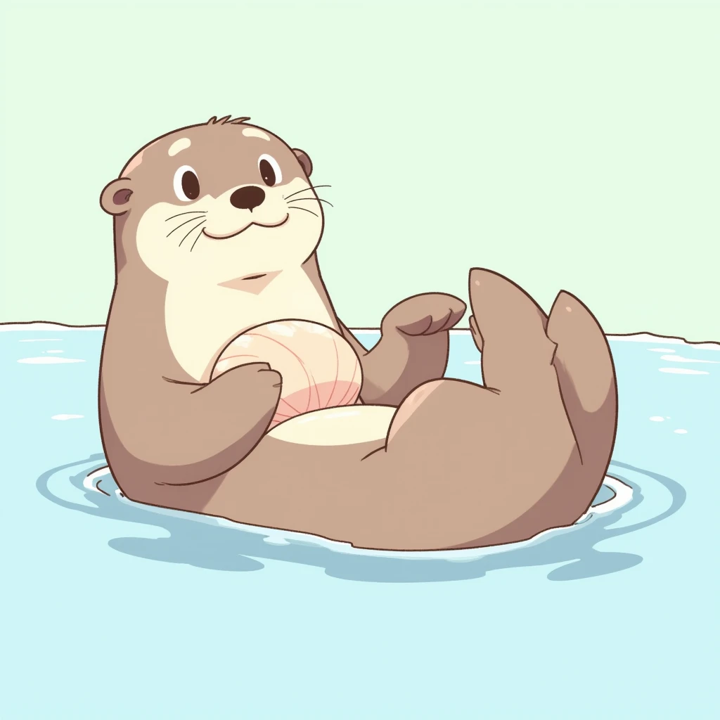 Swimming Furry otter wearing a diaper