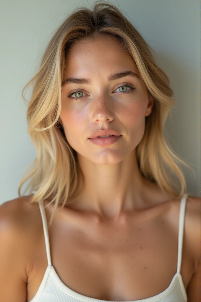 Femme blonde 8k avec un soutif blanc sans pentalon