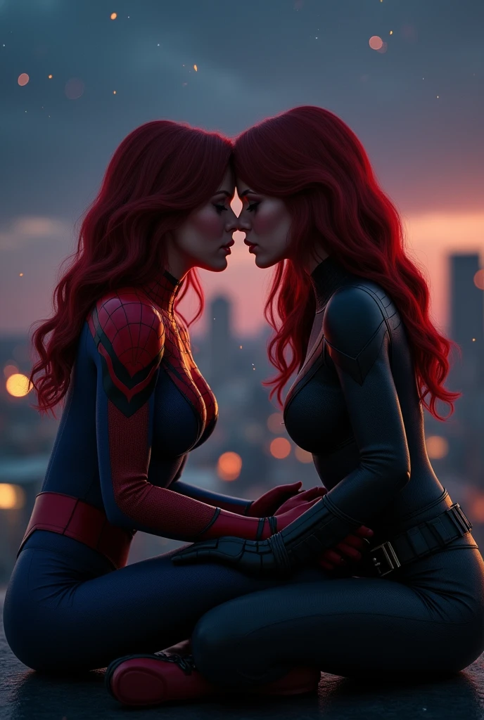Gwen Stacy and Mary Jane kissing
