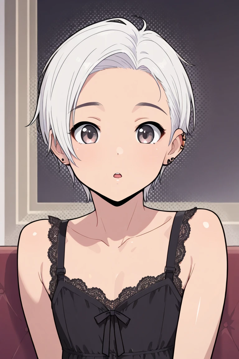 One person、masterpiece、Highest quality、Super detailed、High resolution illustrations、Improve skin quality、Increase eye appeal、Drawn in detail、Perfect body structure、Old woman、Are thin、Tall、Take off your clothes、Remove the bra、Showing her 、Flat chest、Small breasts、Skin blemishes、Skin wrinkles、Aged skin、Wrinkled skin、Fat on the stomach、On the road、blush、Embarrassing、Bad mood、Sweat it out、Sigh、Heat、Black eyes filled with tears、Look down、mole、胸にmole、Black and white hair color、