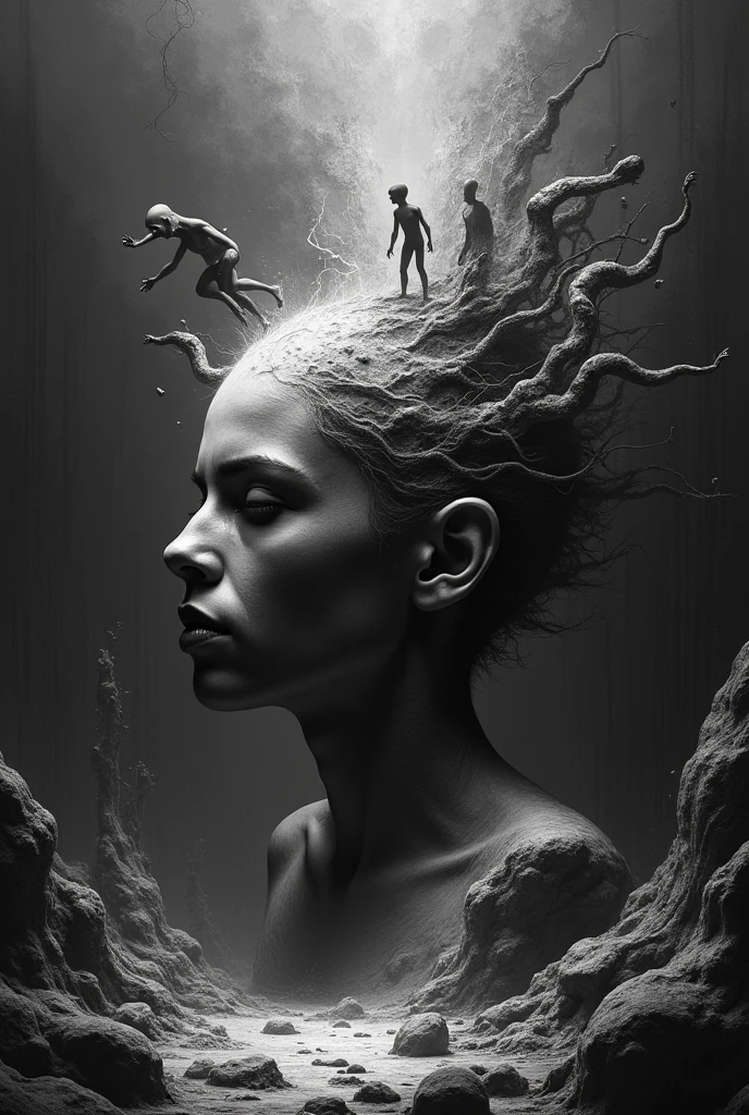 my fears seen from my soul are different my fears look sad and desolate , impressive colors 16k nostalgia light dark and sad atmosphere depth of field 24k composition photography volume in shadows communicate idea unique piece work of art