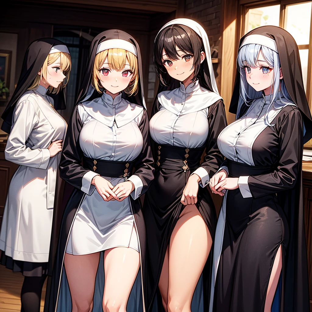 (A MILF),(((maturefemale,adult woman))),((nun)),masutepiece,top-quality, ultra-definition, max resolution, A highly detailed,inside a church,natta,((((Beautiful skin)))), Extremely sexy,Colossal tits,White panties,blush,cleavage,groin,a navel,Seductive thighs,Big ass,Changing clothes,Undressing,Bite,My butt is facing me