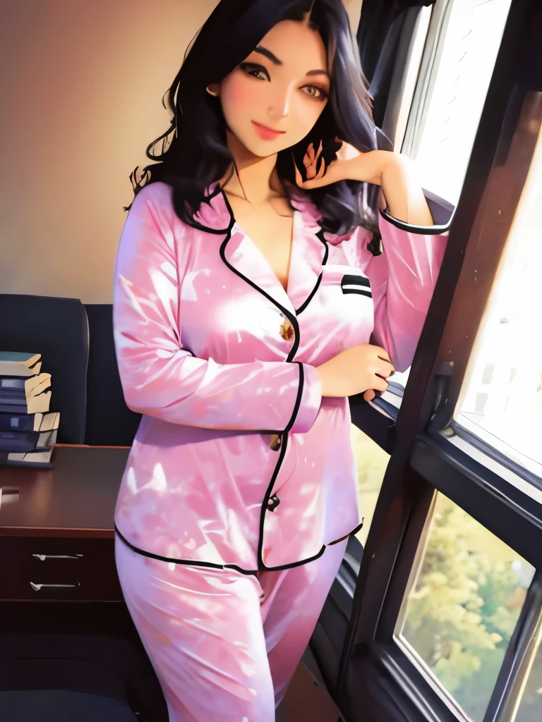 (8K), (best quality), (muste piece: 1.2)　Sexy woman using an electric toothbrush in the bathroom　((wearing pajamas))