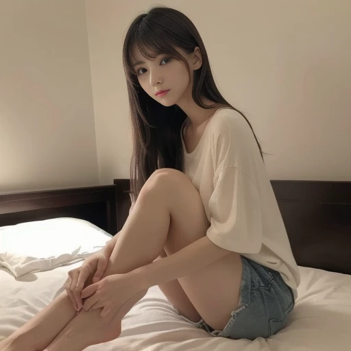 ((Highest quality, 32K)), ((masterpiece)), (Familiar), Perfect Face, Fox Girl, pretty girl, Company Office, Has a tail, She has a fox's tail, She stands up her fluffy tail, Beautiful hip line, Thick thighs, Fur collar, A large tail sticks out, On all fours, Shyly staring at his tail, She only has one tail