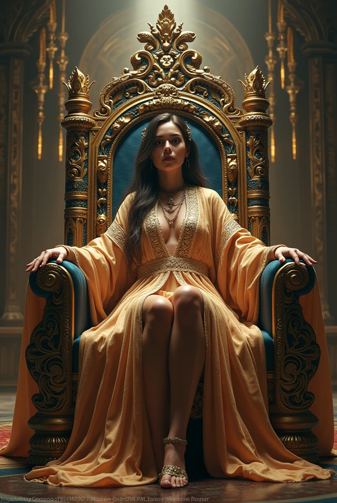 Queen sitting on chair