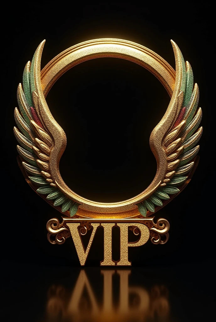 A logo with the name  *vip*, looking like the Victoria secrets font with angel and devil wings and an altar boy, 3 d